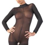 Mandy Mystery - Hel Catsuit Sort med Skrittåpning