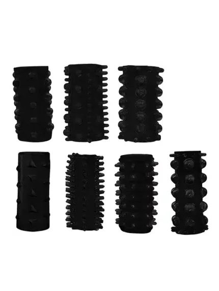 a group of black penis sleeves