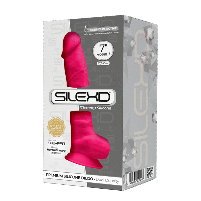 Silexd - Silikon Dildo med Pung - Model 1 - 7" - Rosa