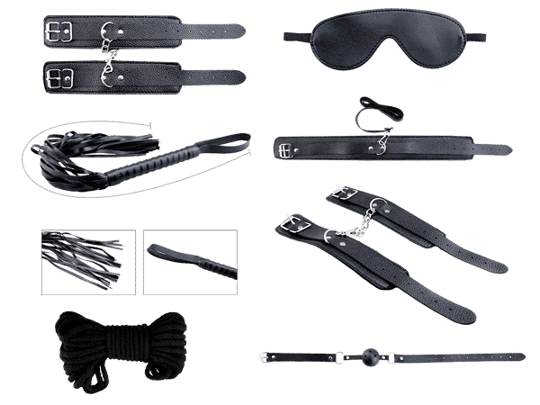 Alive - Secret Desires - Bondagesett med 8 deler - Sort