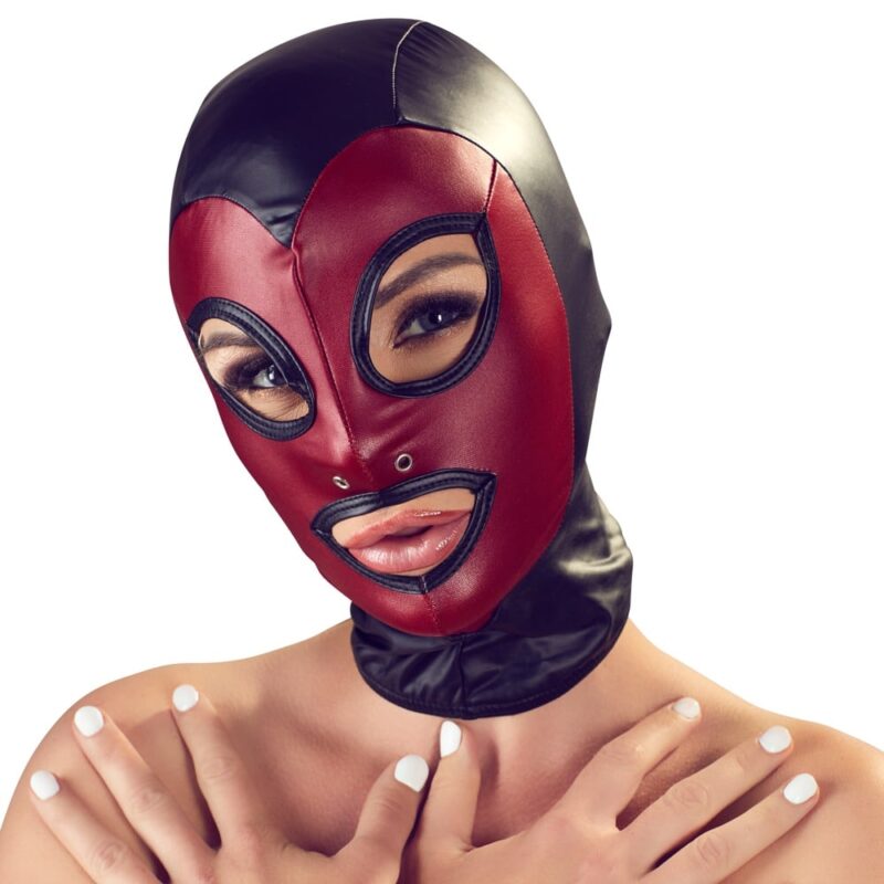 Bad Kitty - Sort og rød maske med røffe detaljer