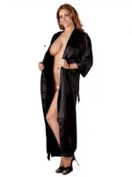 Cottelli Lingere - Klassisk Sort Kimono - Lang