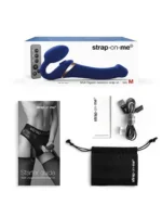 Strap-on-Me - Stroppeløs Strap On med Vibrasjoner og Slikkefunksjon - XL - Blå - Bilde 4