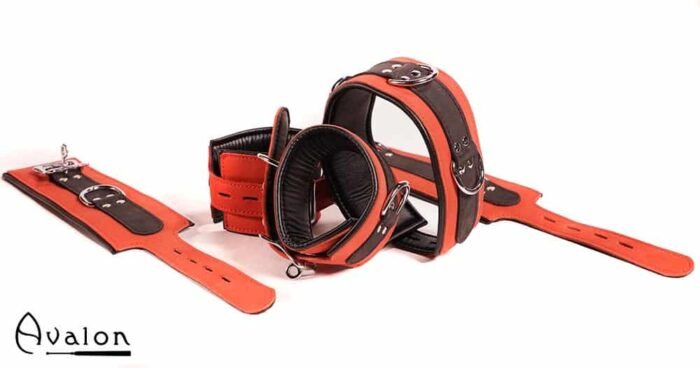 Avalon - LEGEND - Cuffs og Collar sett Rødt og Sort
