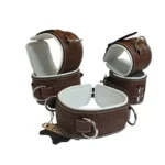 Avalon - LUST - Collar og Cuffs, 5 deler, Mørk Brunt og Hvitt
