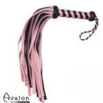 Avalon - HEIR - Rosa og Sort Flogger med 36 Haler i Semsket Lær 