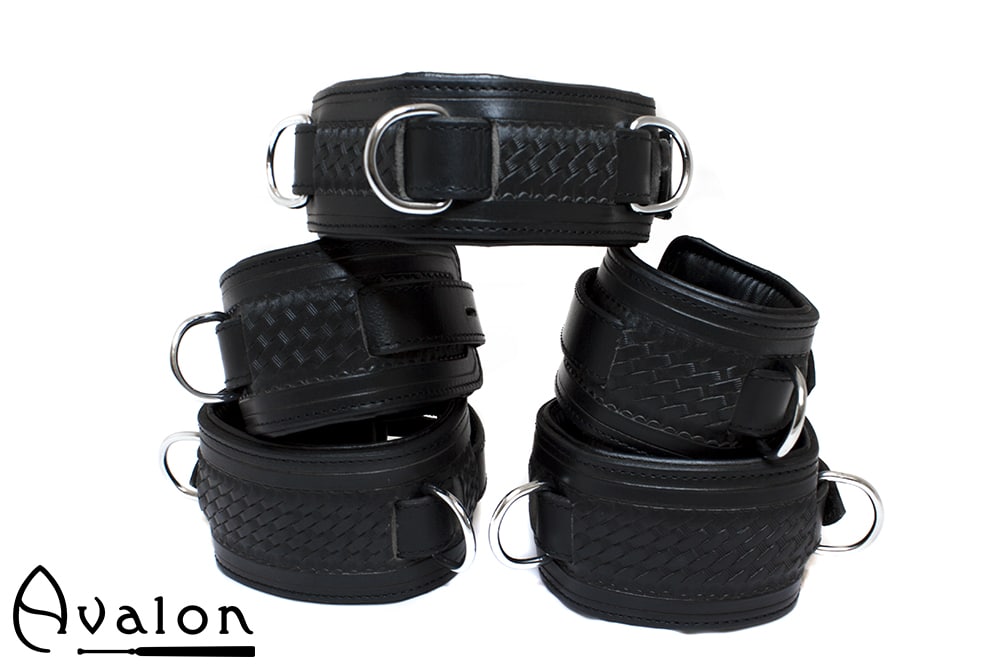 Avalon - LUST - Collar og Cuffs, 5 deler, Sort