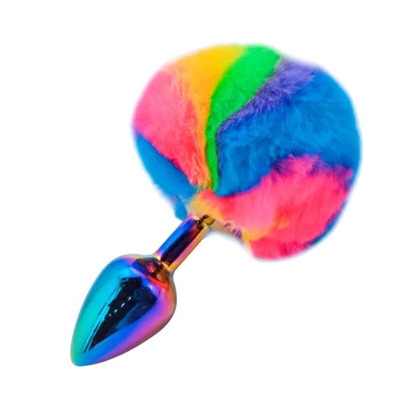 BQS - Regnbue kaninhale buttplug i metall
