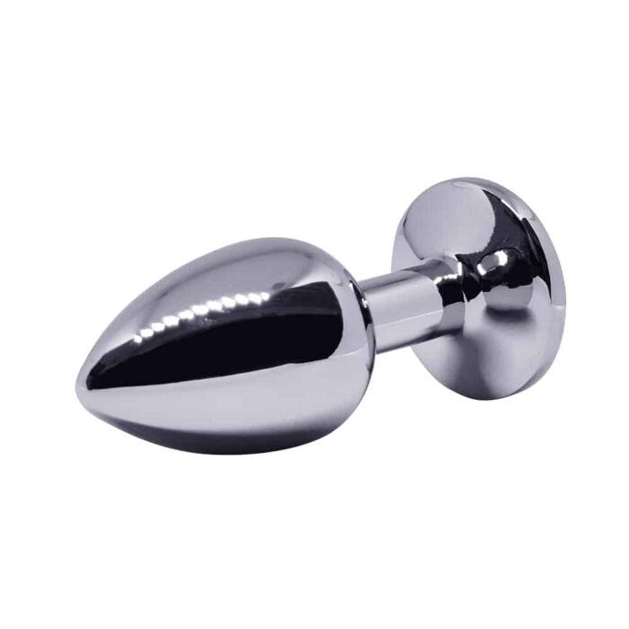 BQS - Buttplug i metall med Krystall - Blå - Small