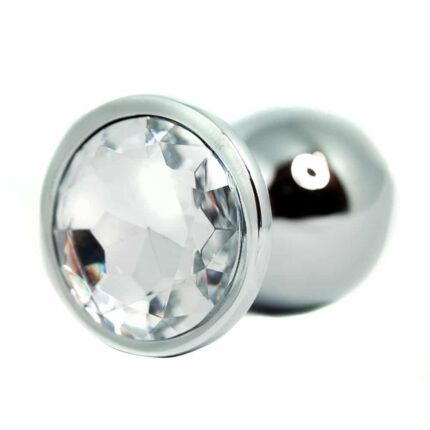 BQS - Buttplug i metall med Krystall - Klar - Large