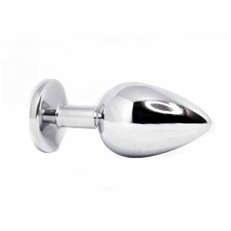 BQS - Buttplug i metall med Krystall - Klar - Large
