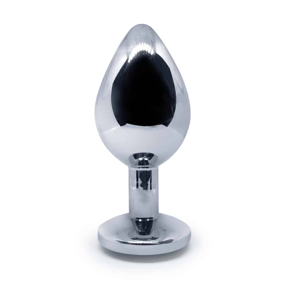 BQS - Buttplug i metall med Krystall - Rød - Medium