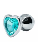 BQS - Buttplug med Hjertekrystall - Lys Blå - Medium