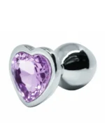 BQS - Buttplug med Hjertekrystall - Lilla - Medium