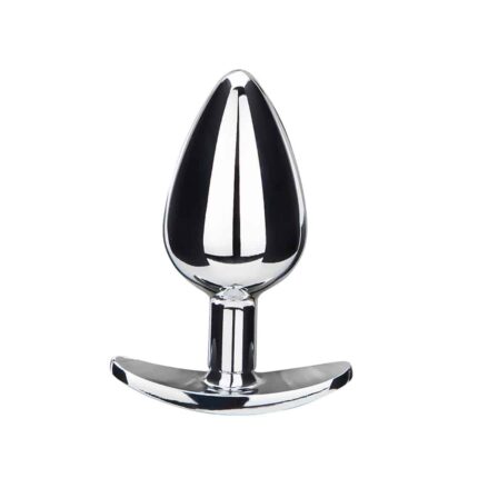 BQS - Metallbuttplug med avlang stopper - Rød Krystall - Small
