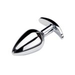 BQS - Metallbuttplug med avlang stopper - Rød Krystall - Small