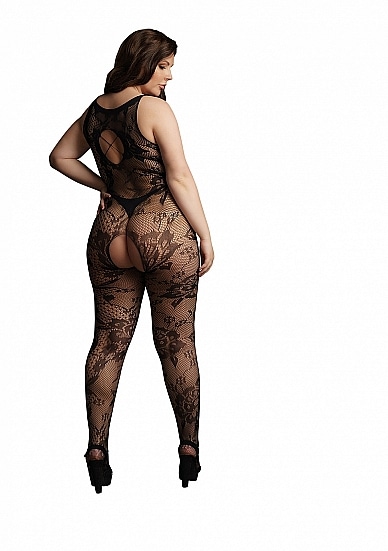 Le Desir - Frekk nettingcatsuit med blomstermønster- Plus size