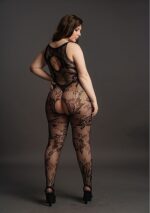 Le Desir - Frekk nettingcatsuit med blomstermønster- Plus size