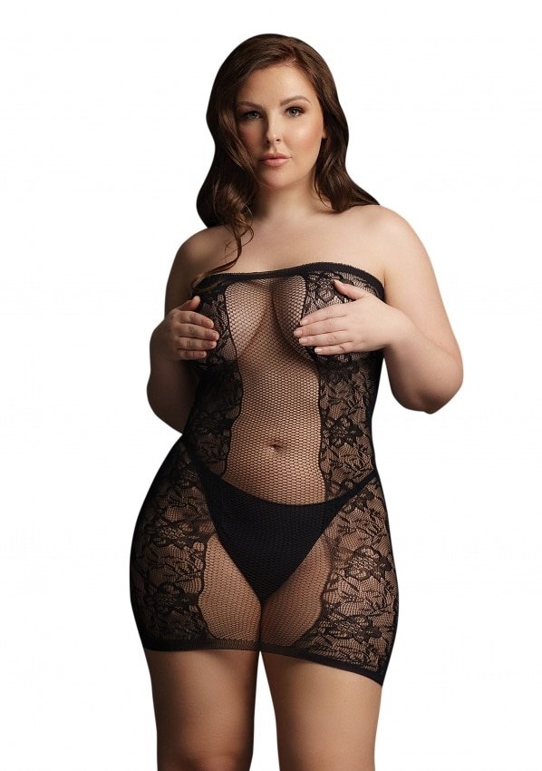 Le Desir - Frekk minikjole av netting og blonder - Plus Size Le Desir - Frekk minikjole av netting og blonder - Plus Size