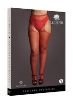 Le Desir - Suspender Pantyhose av netting og rhinestones - Rød - Queen Size - XL til 4XL