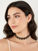 Gnist - Choker med Blomsterdetaljer - 05 - Sort - Bilde 2