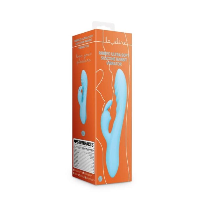 Loveline - Ribbed Ultra Soft Silicone Rabbit Vibrator - Turkis