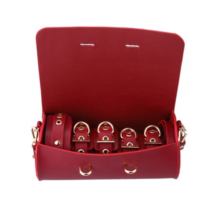 BDSM Deluxe sett med 5 deler og veske - Red