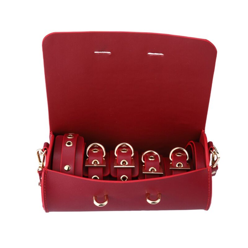 BDSM Deluxe sett med 5 deler og veske - Red