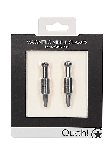 Ouch! Magnetic Nipple Clamp - Diamant Pin - Sølv