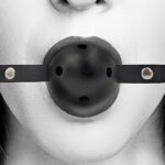 Ouch! Black & White - Ballgag med pustehull - Sort 