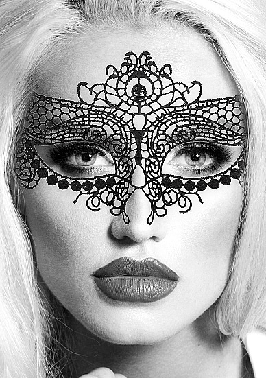 Ouch! Black & White - Queen maskerademaske med Blonder - Sort