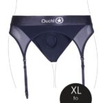 Ouch! Vibrating Strap-on Thong med Strømpebånd - XL/XXL