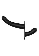 Ouch!  Ribbed Dobbel Strap-on Med Vibrasjon Og Justerbar Sele - Sort