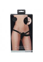 Ouch!  Ribbed Dobbel Strap-on Med Vibrasjon Og Justerbar Sele - Sort