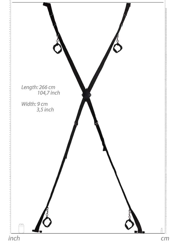 OUCH! - BONDAGE SETT TIL DØR MED HÅND OG FOT CUFFS - SORT