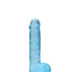 Realrock – Crystal Clear – Realistisk Dildo med Pung – Blå - 15 cm
