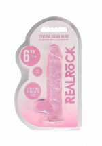 Realrock – Crystal Clear – Realistisk Dildo med Pung – Rosa - 15 cm