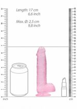 Realrock – Crystal Clear – Realistisk Dildo med Pung – Rosa - 15 cm