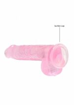 Realrock – Crystal Clear – Realistisk Dildo med Pung – Rosa - 15 cm