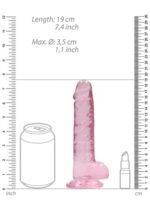Realrock – Crystal Clear – Realistisk Dildo med Pung – Rosa - 17 cm - Bilde 3