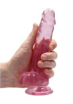Realrock – Crystal Clear – Realistisk Dildo med Pung – Rosa - 17 cm - Bilde 2