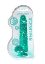 Realrock – Crystal Clear – Dildo med pung og sugekopp – Grønn - 21 cm