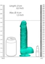 Realrock – Crystal Clear – Dildo med pung og sugekopp – Grønn - 21 cm