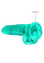 Realrock – Crystal Clear – Dildo med pung og sugekopp – Grønn - 21 cm