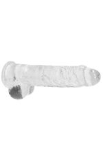 Realrock – Crystal Clear – Realistisk Dildo med Pung – Transparent - 23 cm