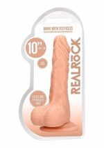 RealRock - Dildo med pung - 10" / 27 cm - Lys hudfarge