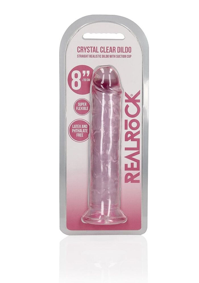 Realrock – Crystal Clear – Enkel Realistisk Dildo – Rosa - 20 cm