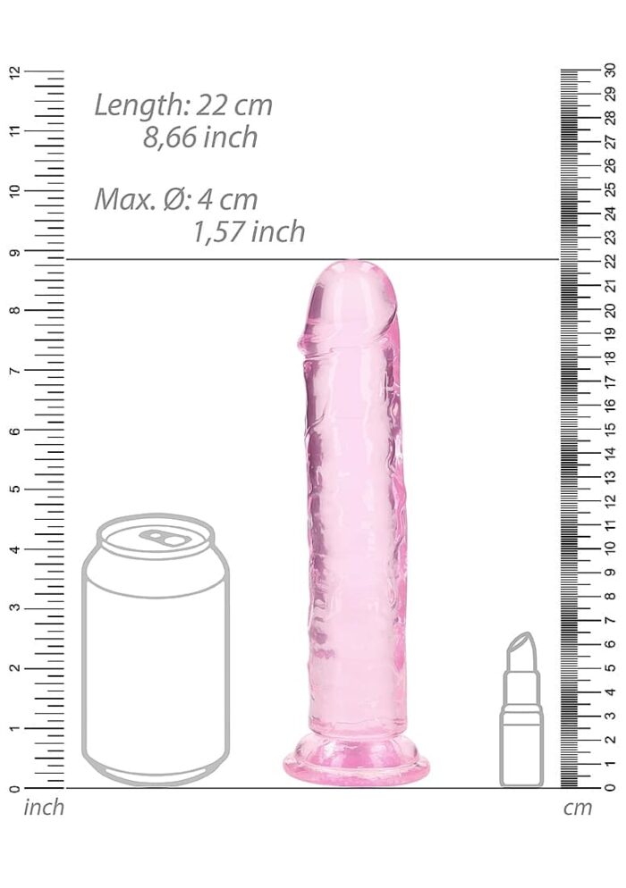 Realrock – Crystal Clear – Enkel Realistisk Dildo – Rosa - 20 cm
