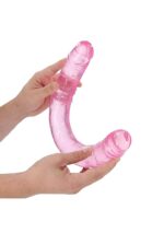 Realrock – Crystal Clear – Realistisk Dobbeldildo – Rosa - 45 cm