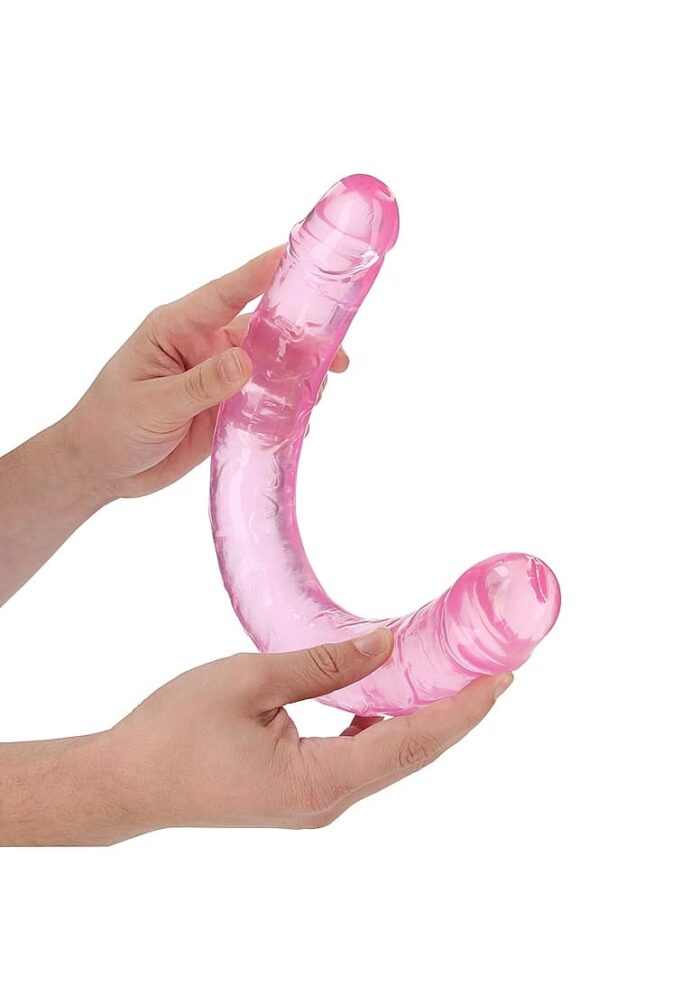 Realrock – Crystal Clear – Realistisk Dobbeldildo – Rosa - 45 cm